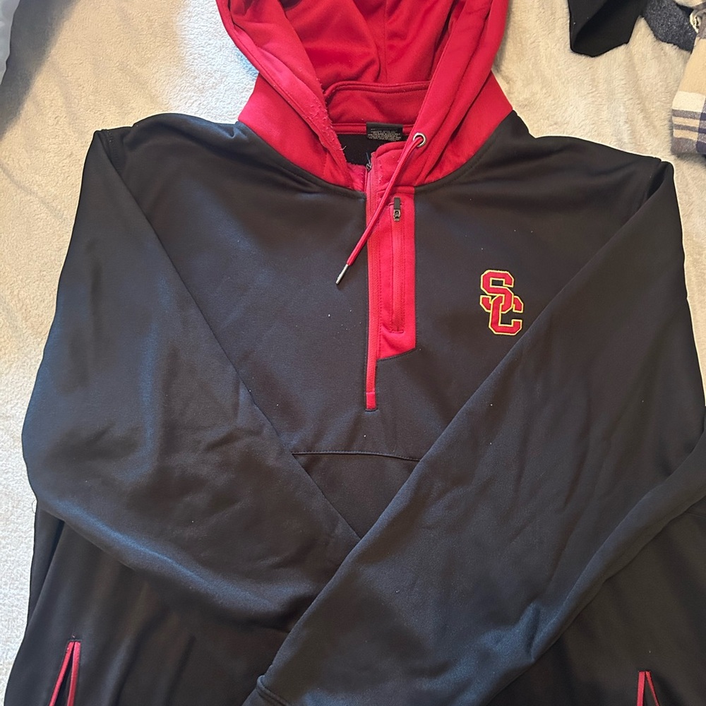 Colosseum Black and Red Zip Up Sweater